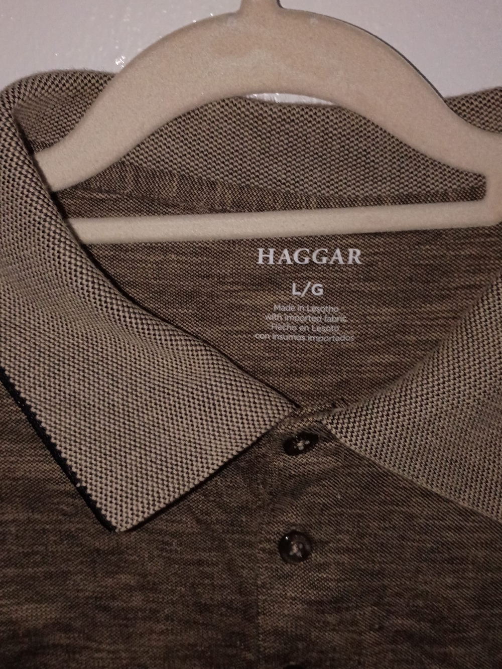 Haggar Men's Two-Tone Brown Polo with Contrast Collar